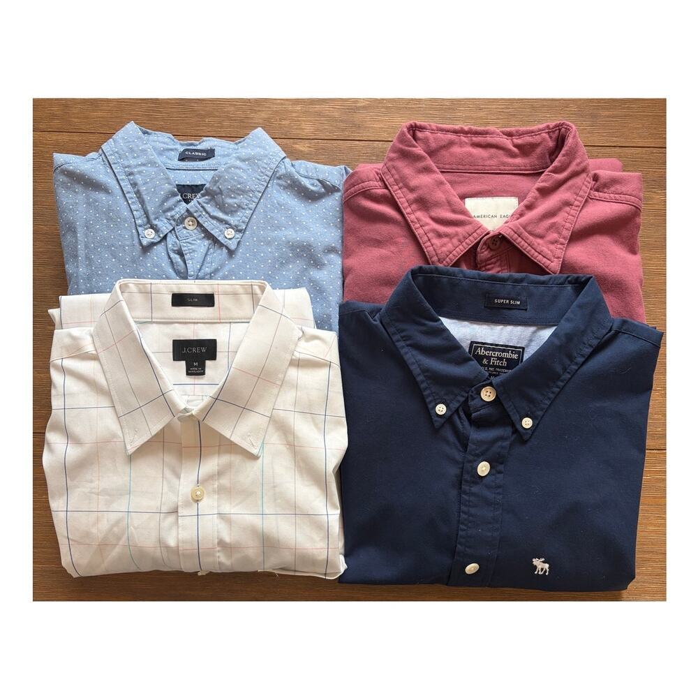 Men’s Button Down Shirt Lot J.Crew Abercrombie American Eagle Size Medium